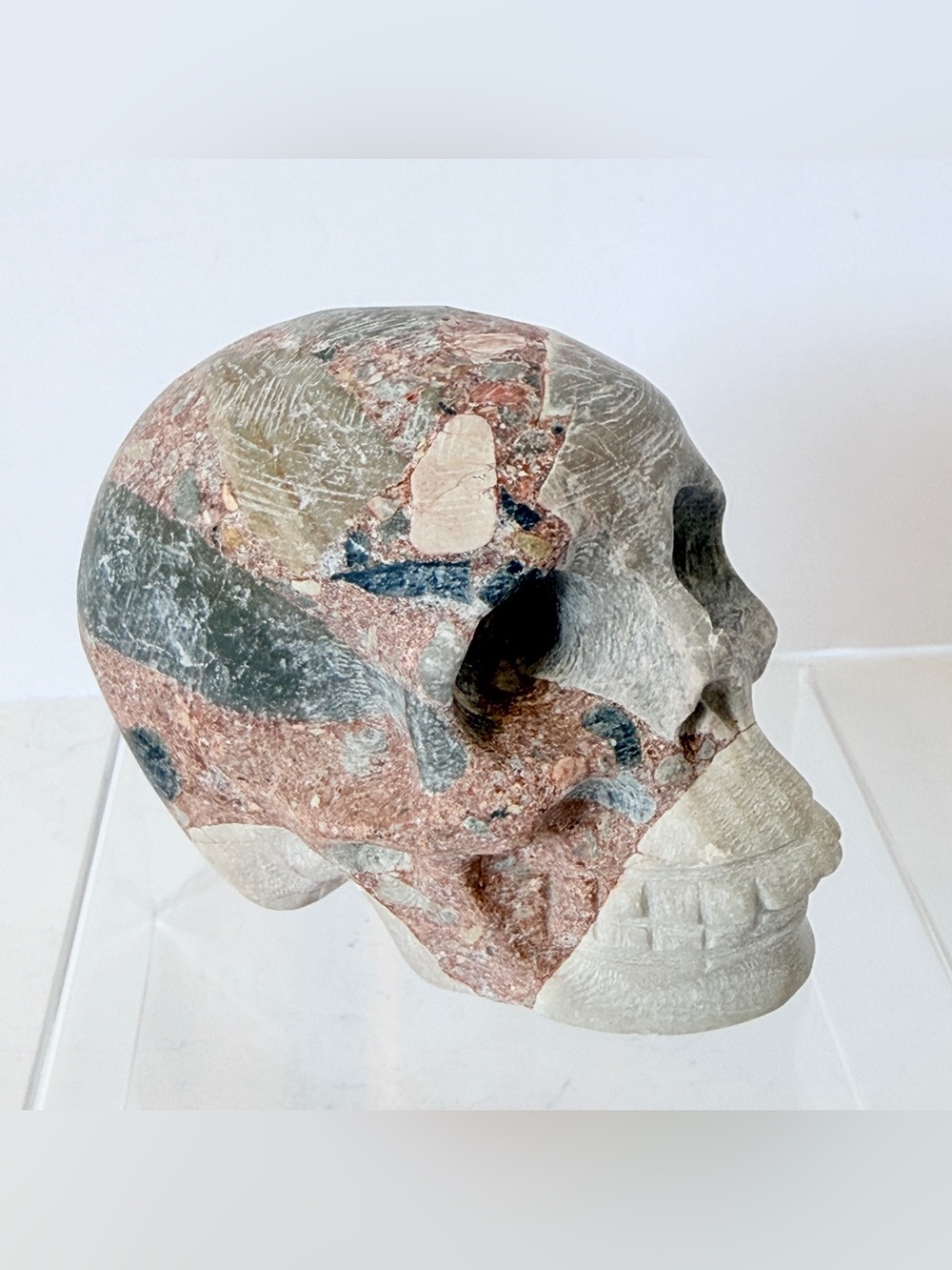 Australian Brecciated Chert Crystal Skull Carving Carved Stone Sculpture 294g - Picture 11 of 15